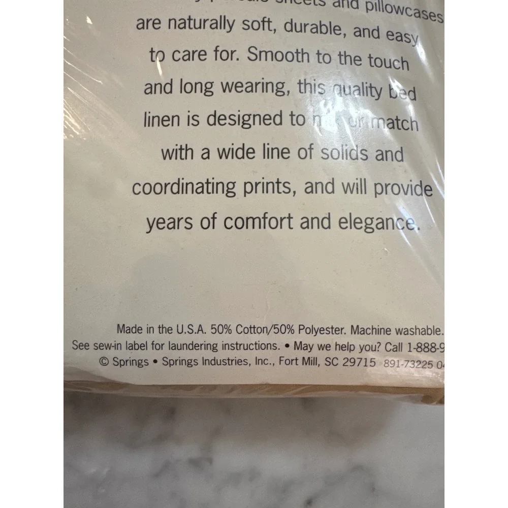 Wamsutta King Flat Sheet 300 Thread Count Percale Tan Taupe Made in USA Vintage